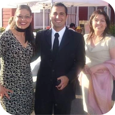 Lucy Escobar with two friends at an event