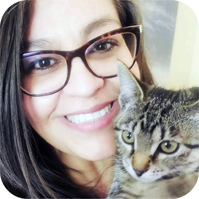 Lucy Escobar with her tabby cat Luna