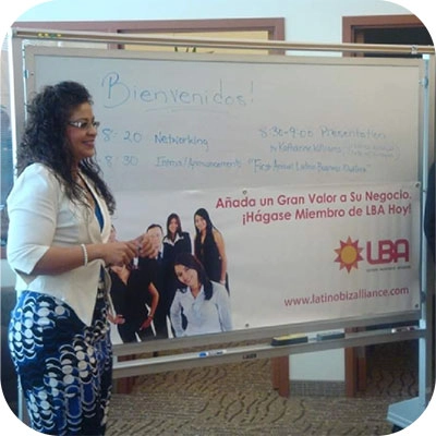 Lucy giving a presentation