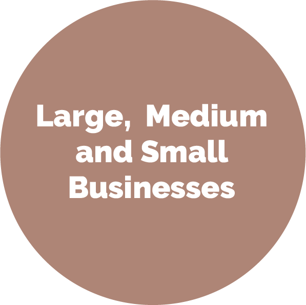 Large, medium, and small businesses circle