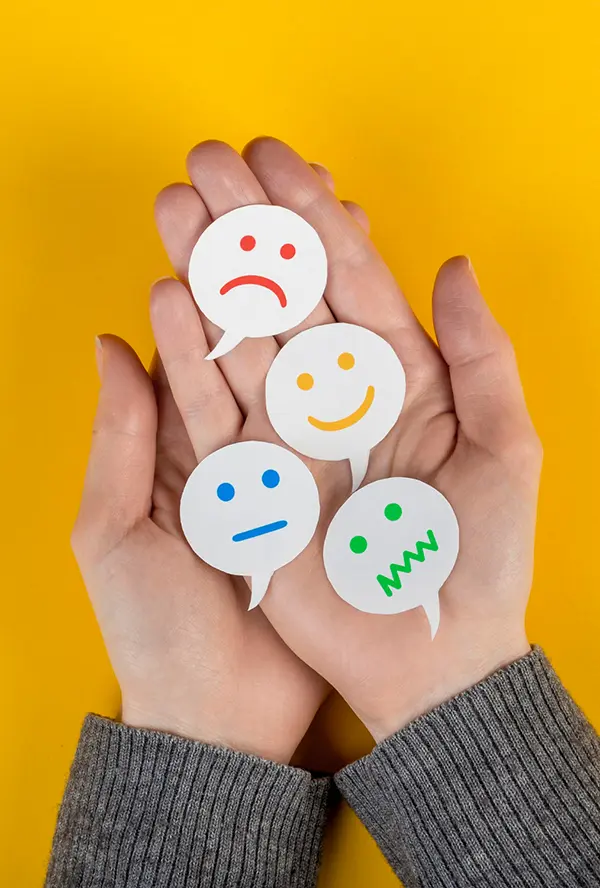 Hands with faces circles