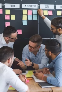 Group of employees problem solving