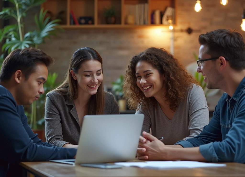 People working in group