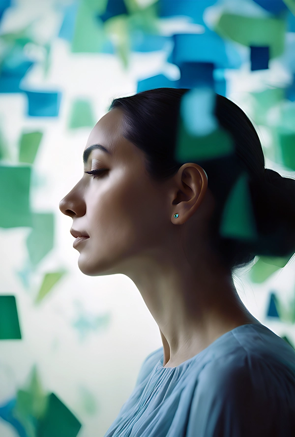 woman with closed eyes concentrating